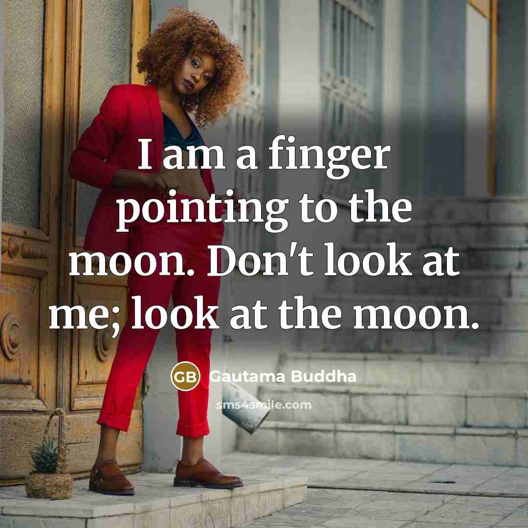 “I am a finger pointing to the moon. Don't look…” quote by Gautama Buddha