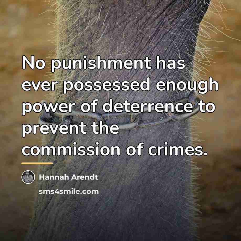 “No punishment has ever possessed enough power of deterrence to…” quote by Hannah Arendt