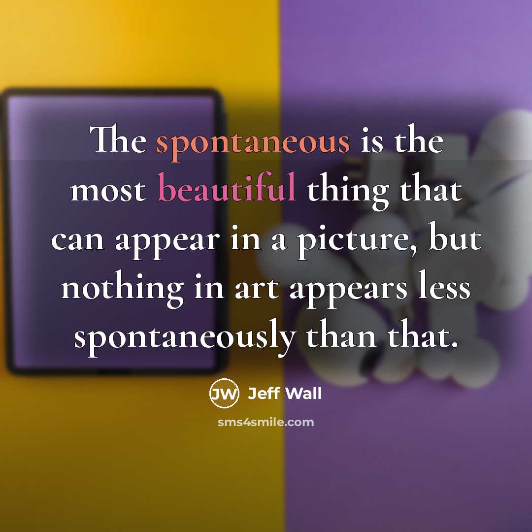 “The spontaneous is the most beautiful thing that can appear…” quote by Jeff Wall