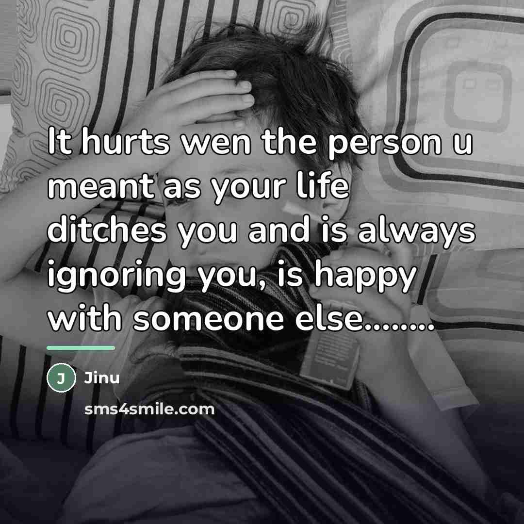 “It hurts wen the person u meant as your life…” quote by Jinu