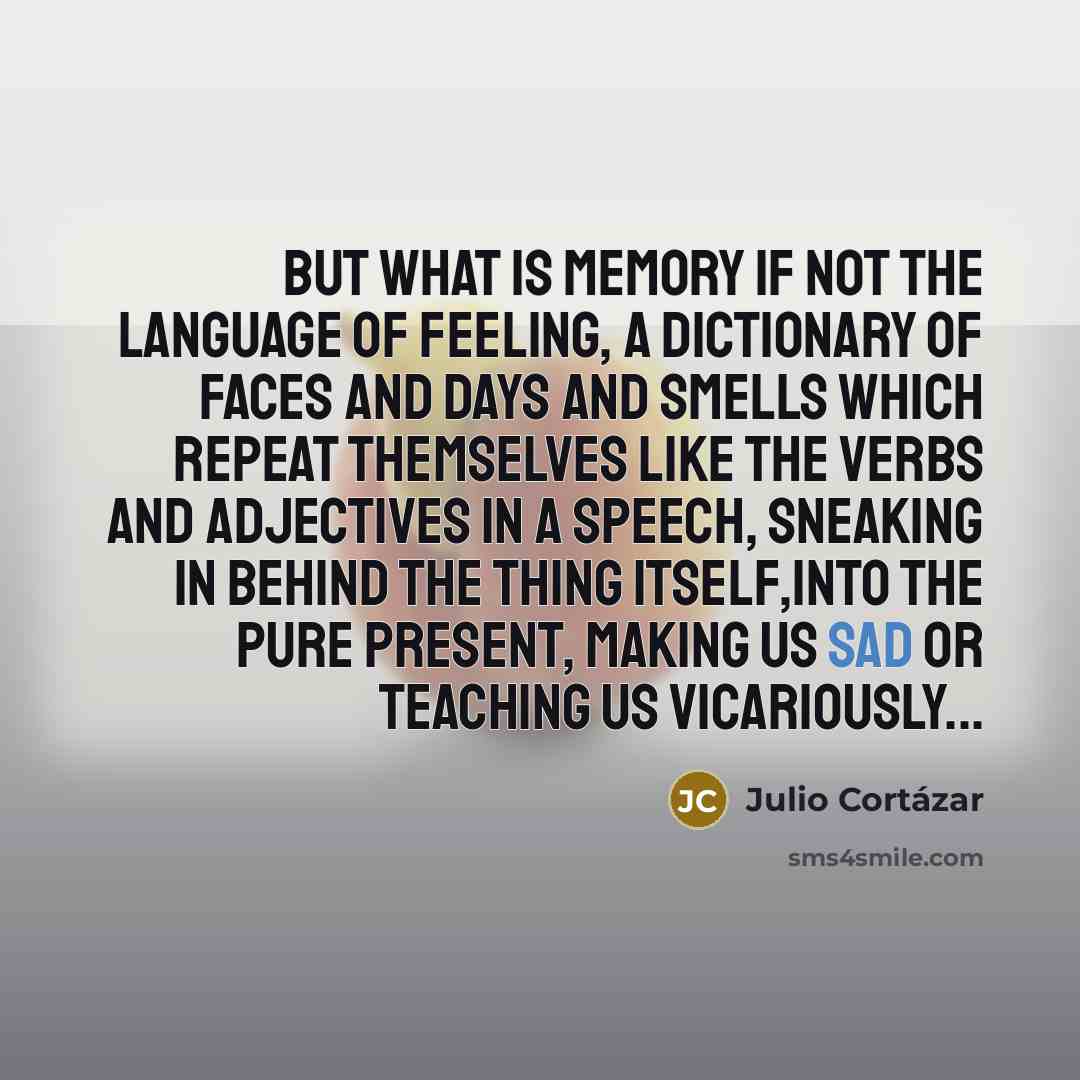 “But what is memory if not the language of feeling,…” quote by Julio Cortazar