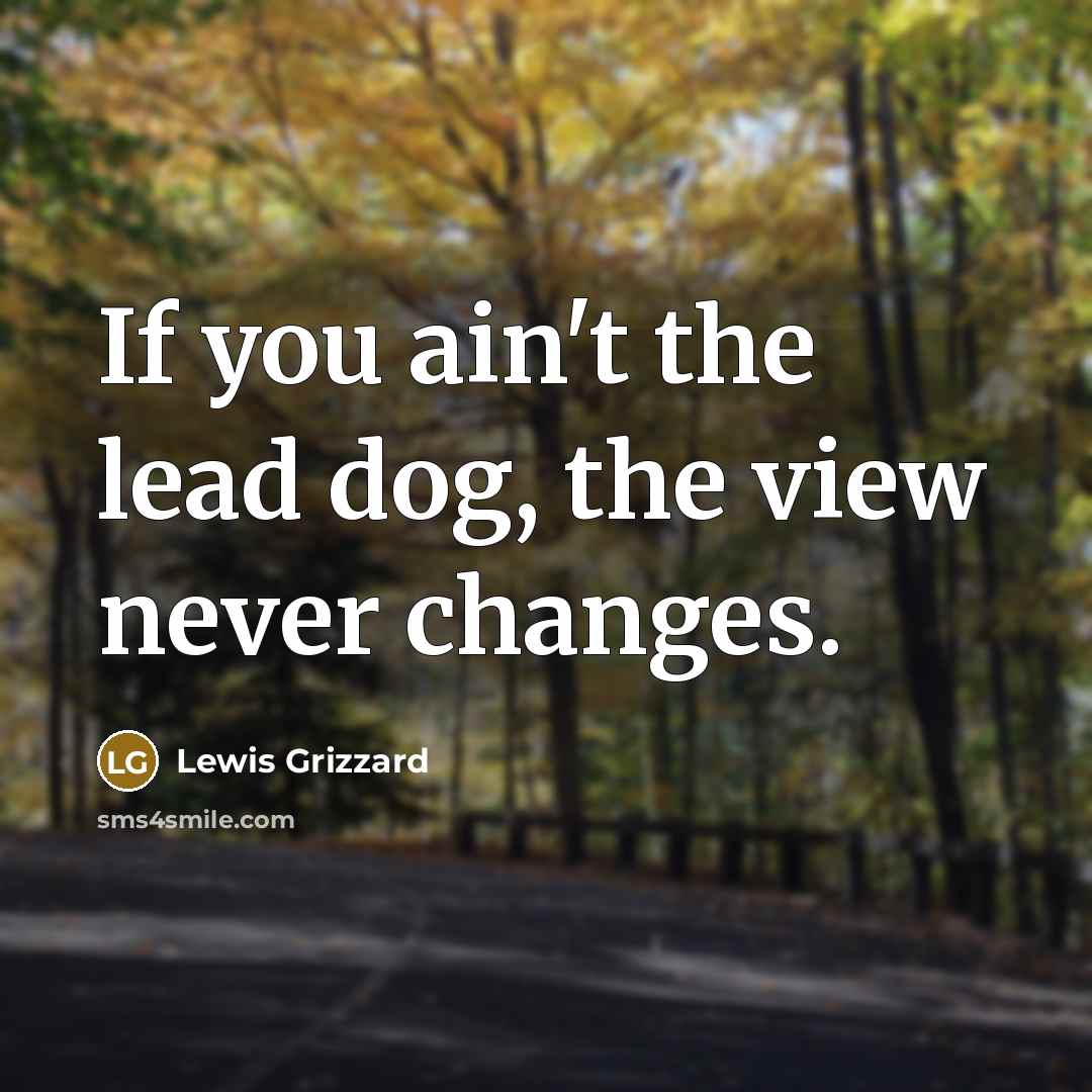 “If you ain't the lead dog, the view never changes.…” quote by Lewis Grizzard