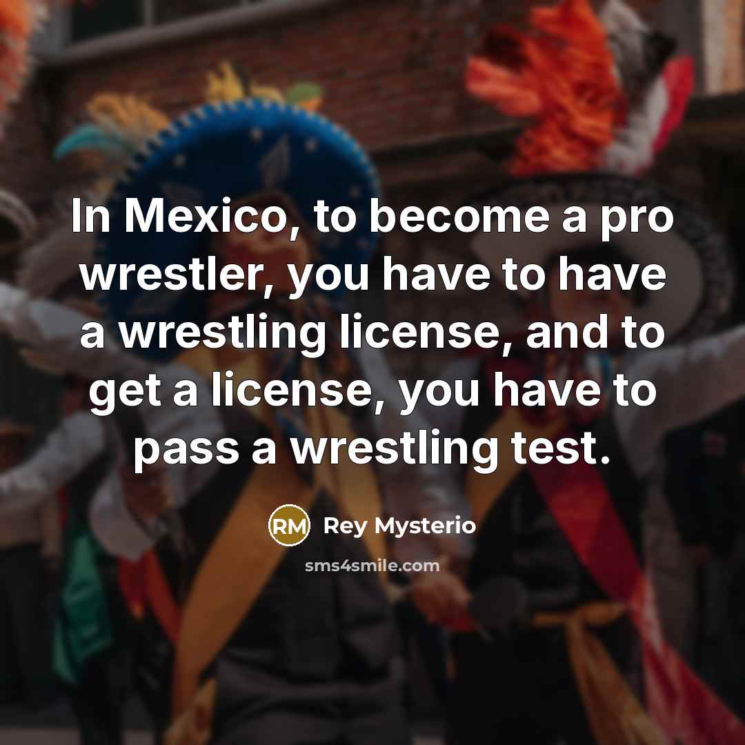 “In Mexico, to become a pro wrestler, you have to…” quote by Rey Mysterio