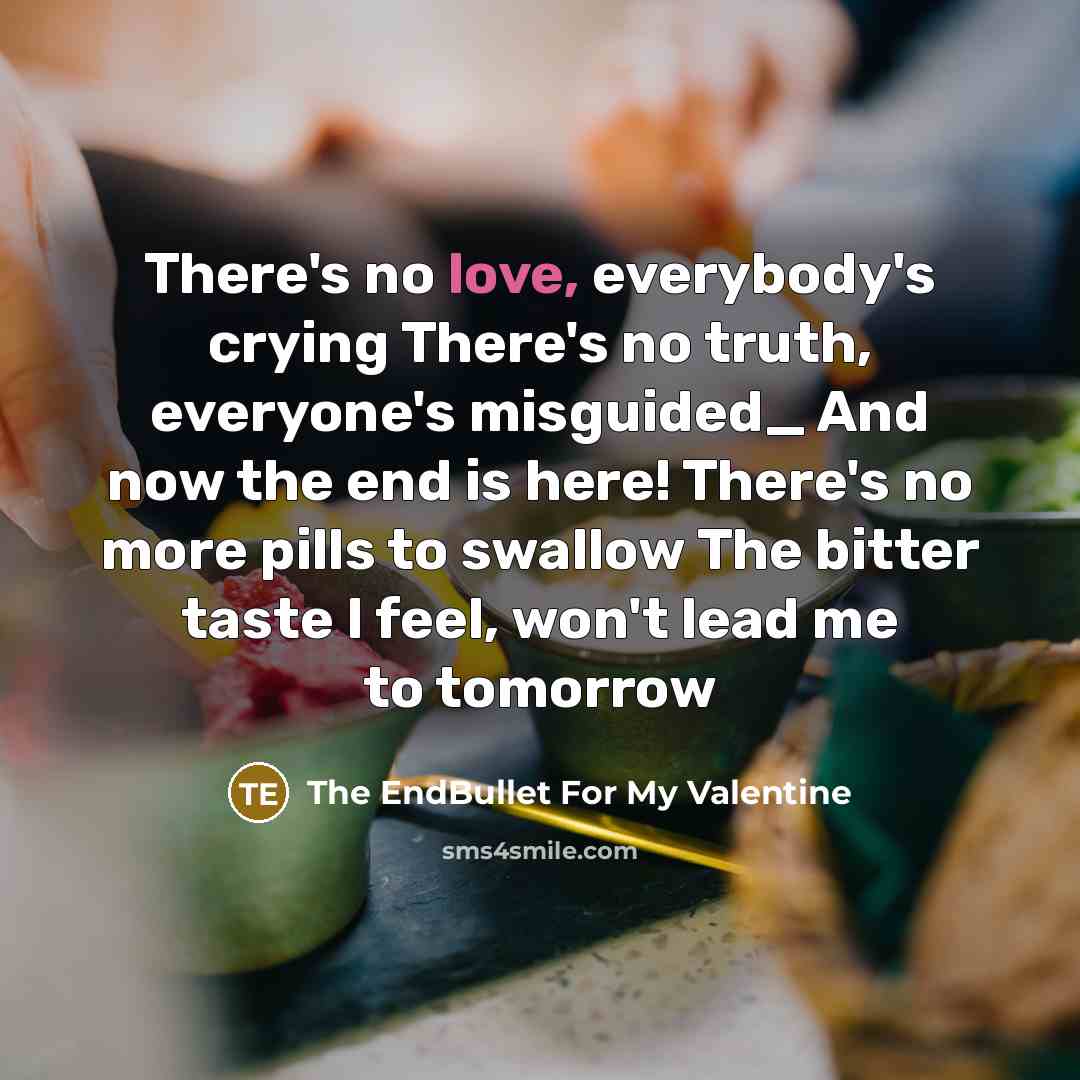 “There's no love, everybody's crying There's no truth, everyone's misguided_…” quote by The EndBullet For My Valentine