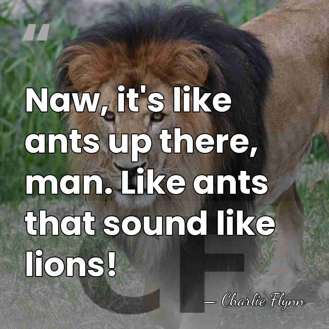 Naw, it's like ants up there, man. Like ants that sound like&hellip; - Charlie Flynn