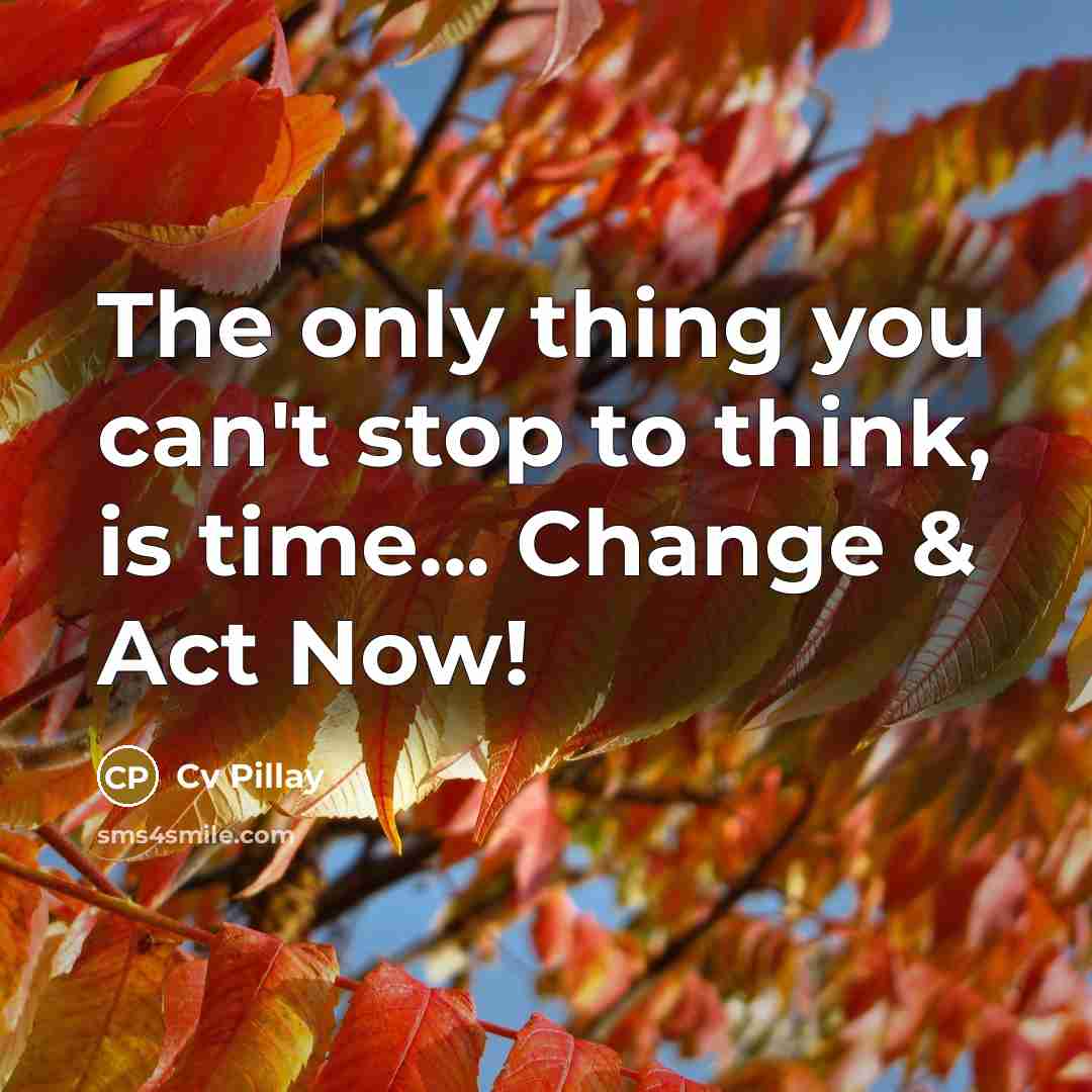 “The only thing you can't stop to think, is time...…” quote by Cv Pillay