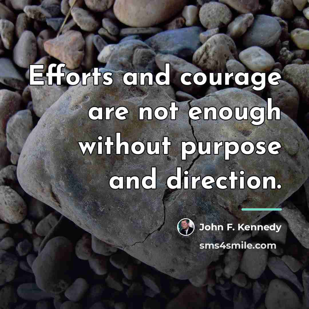 “Efforts and courage are not enough without purpose and direction.…” quote by John F. Kennedy