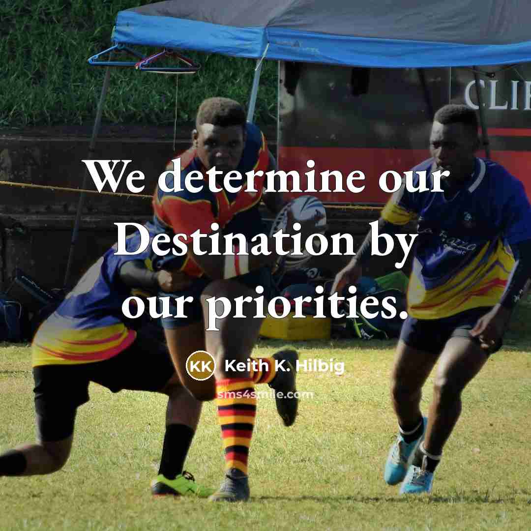 “We determine our Destination by our priorities.…” quote by Keith K. Hilbig