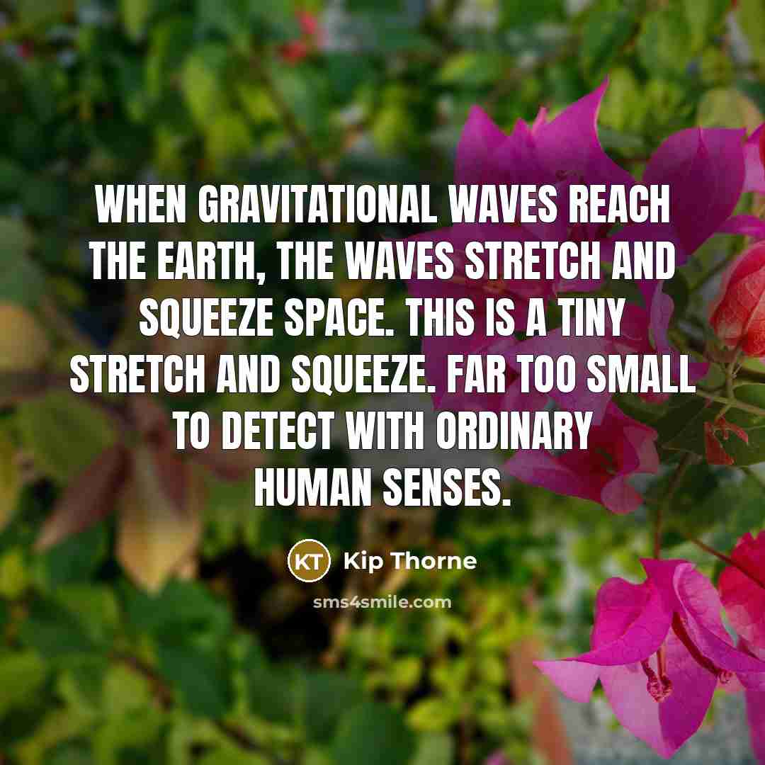 “When gravitational waves reach the earth, the waves stretch and…” quote by Kip Thorne