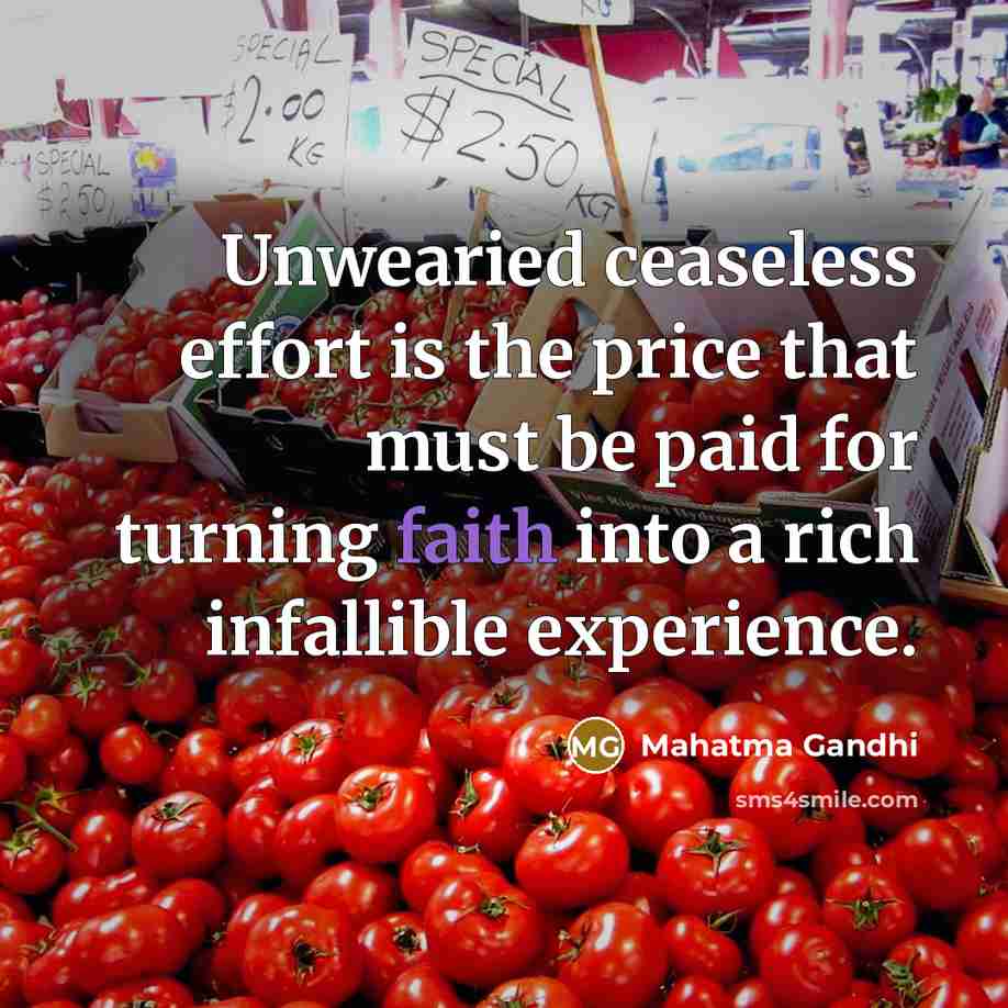 “Unwearied ceaseless effort is the price that must be paid…” quote by Mahatma Gandhi