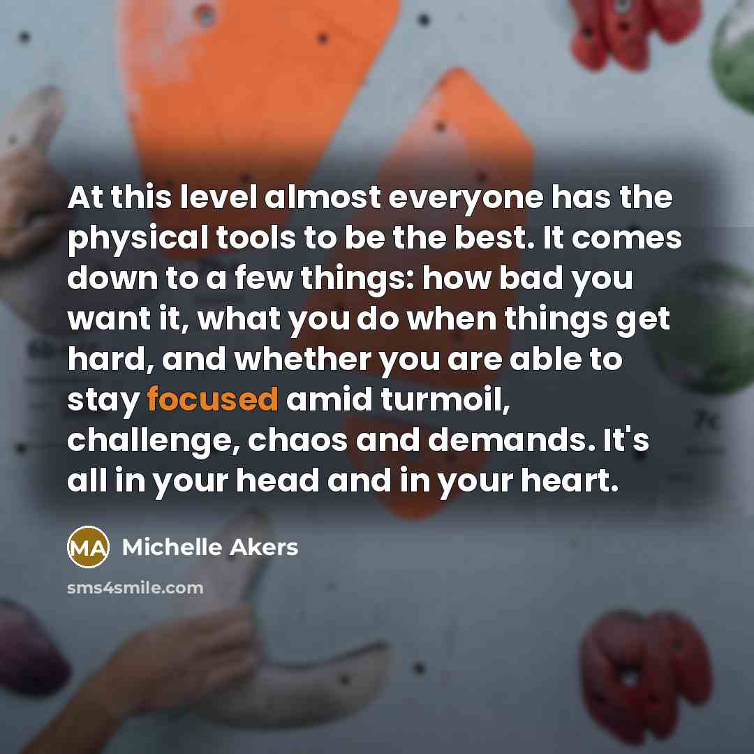 “At this level almost everyone has the physical tools to…” quote by Michelle Akers