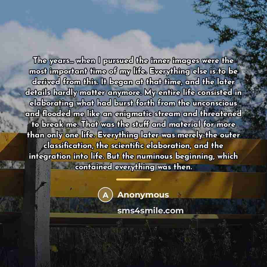 “The years... when I pursued the inner images were the…” quote by Anonymous