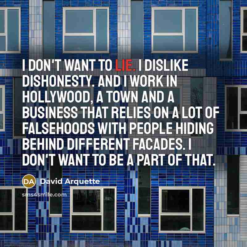 “I don't want to lie. I dislike dishonesty. And I…” quote by David Arquette
