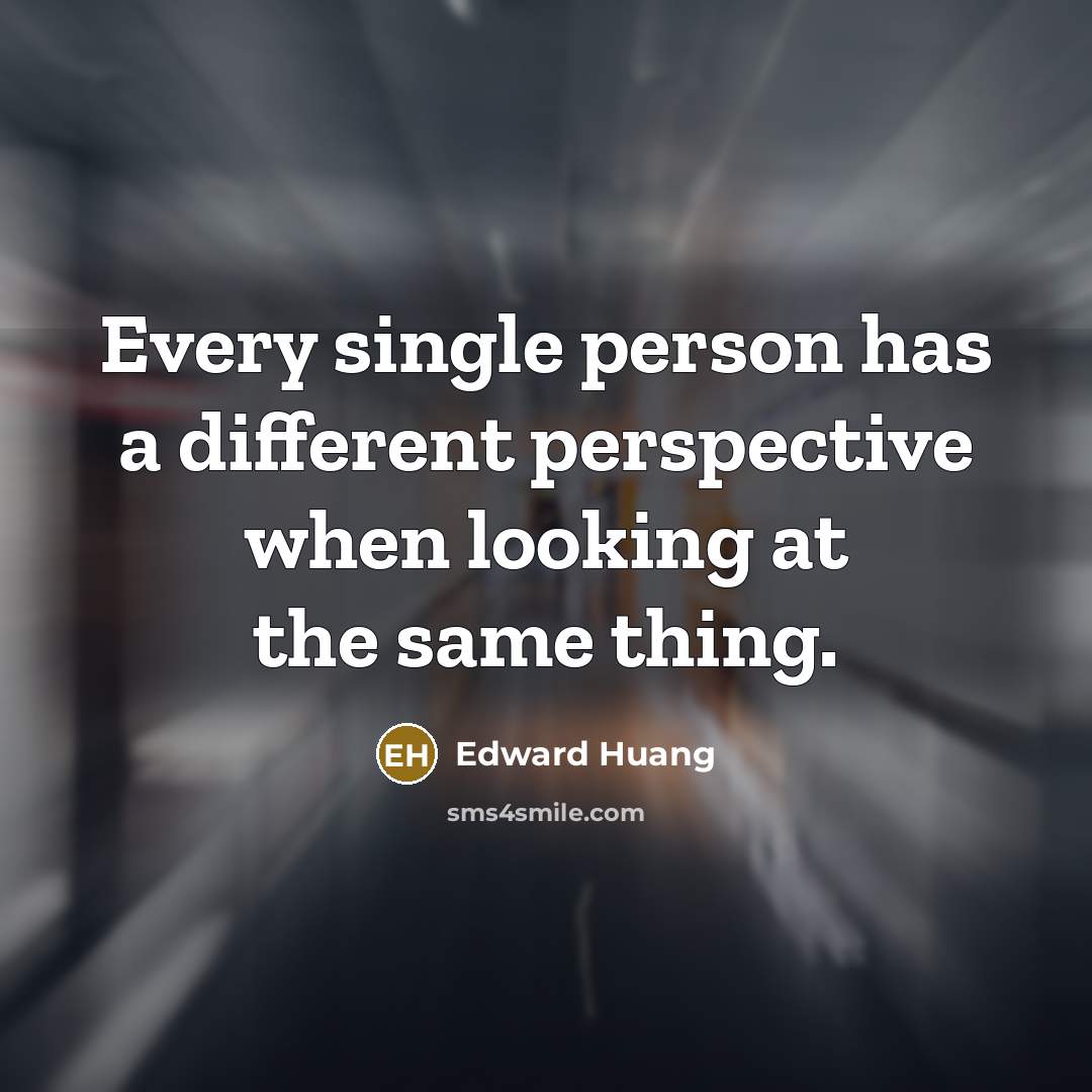 “Every single person has a different perspective when looking at…” quote by Edward Huang