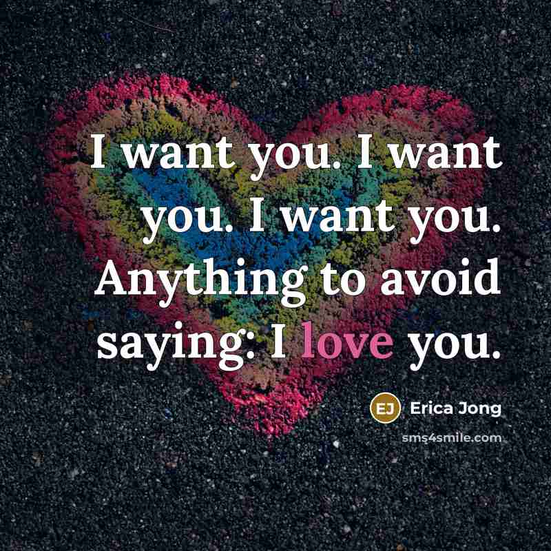 “I want you. I want you. I want you. Anything…” quote by Erica Jong