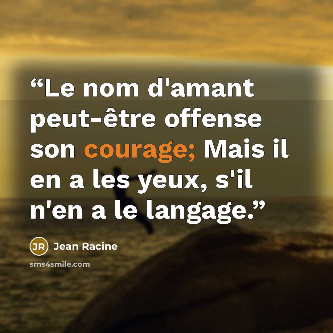 “Le nom d'amant peut-être offense son courage; Mais il en a les yeux, s'il n'en a le langage.” quote by Jean Racine