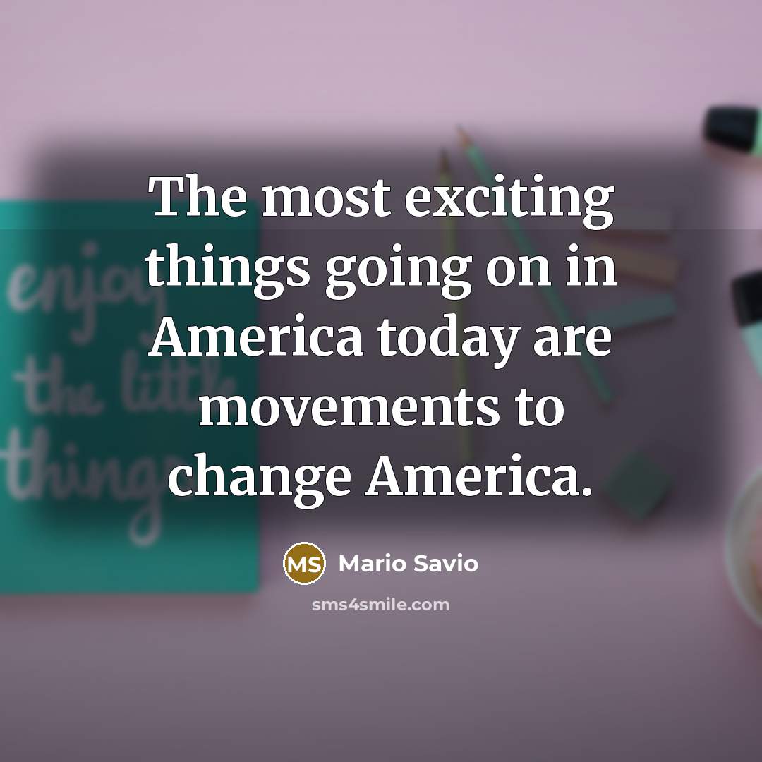 “The most exciting things going on in America today are…” quote by Mario Savio