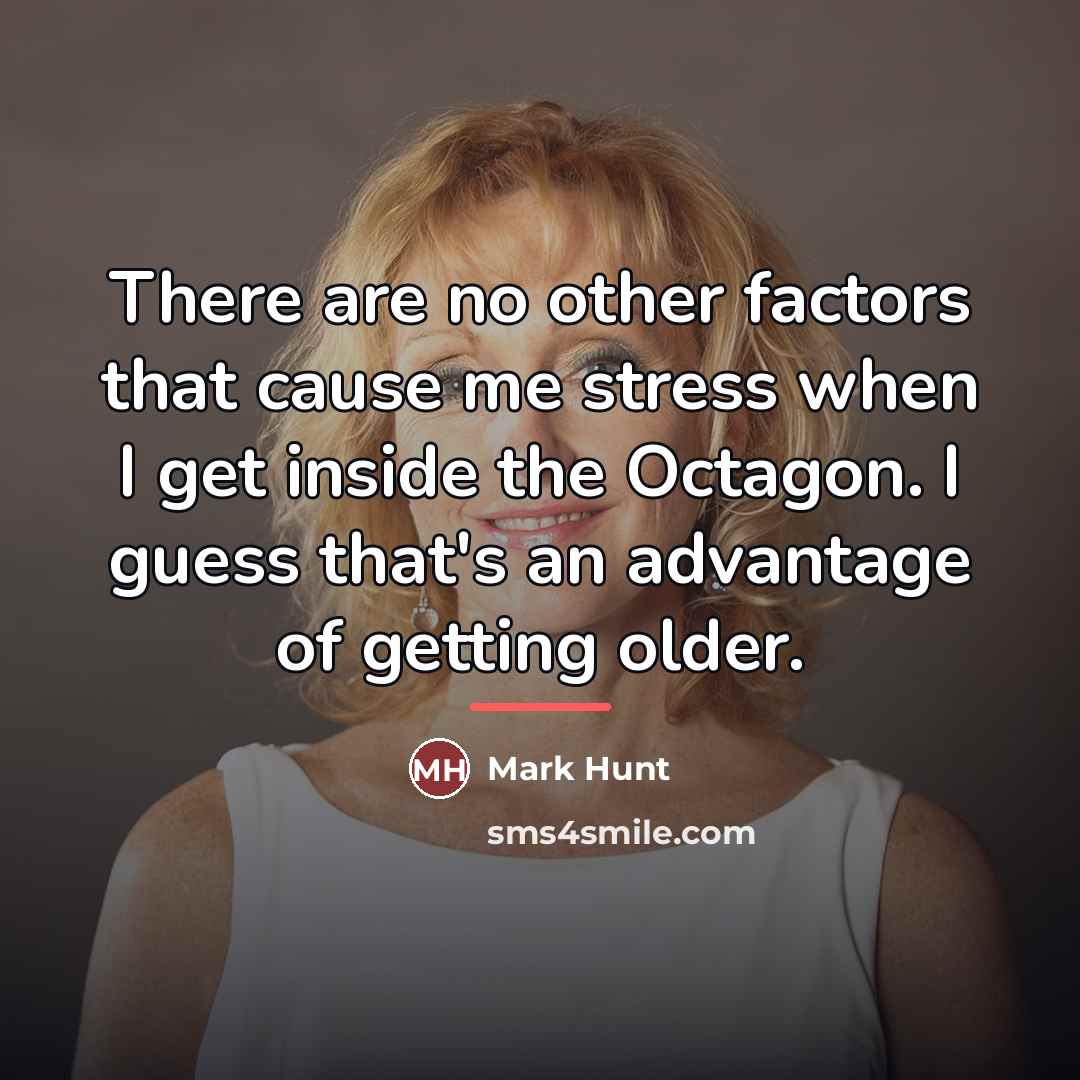 “There are no other factors that cause me stress when…” quote by Mark Hunt