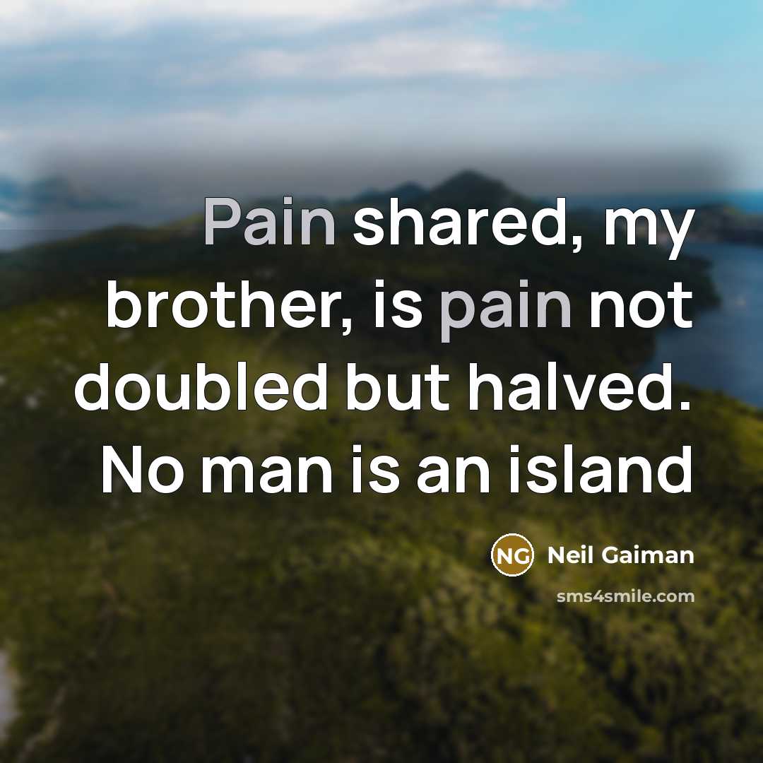 “Pain shared, my brother, is pain not doubled but halved.…” quote by Neil Gaiman