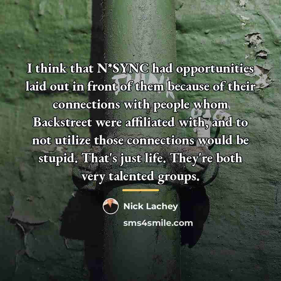 “I think that N*SYNC had opportunities laid out in front…” quote by Nick Lachey