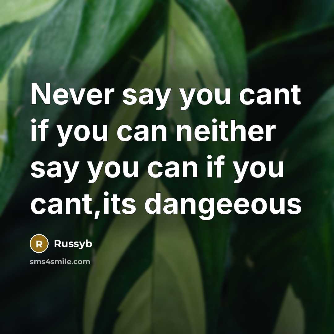 “Never say you cant if you can neither say you…” quote by Russyb