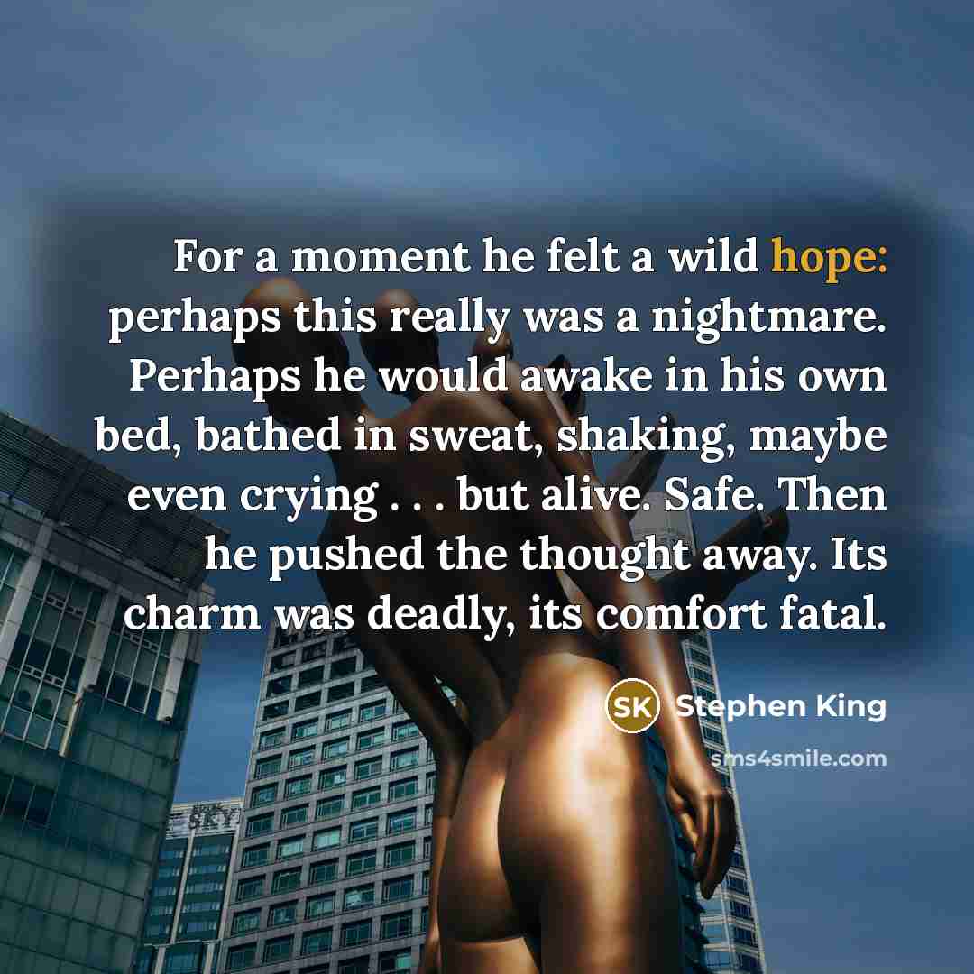 “For a moment he felt a wild hope: perhaps this…” quote by Stephen King