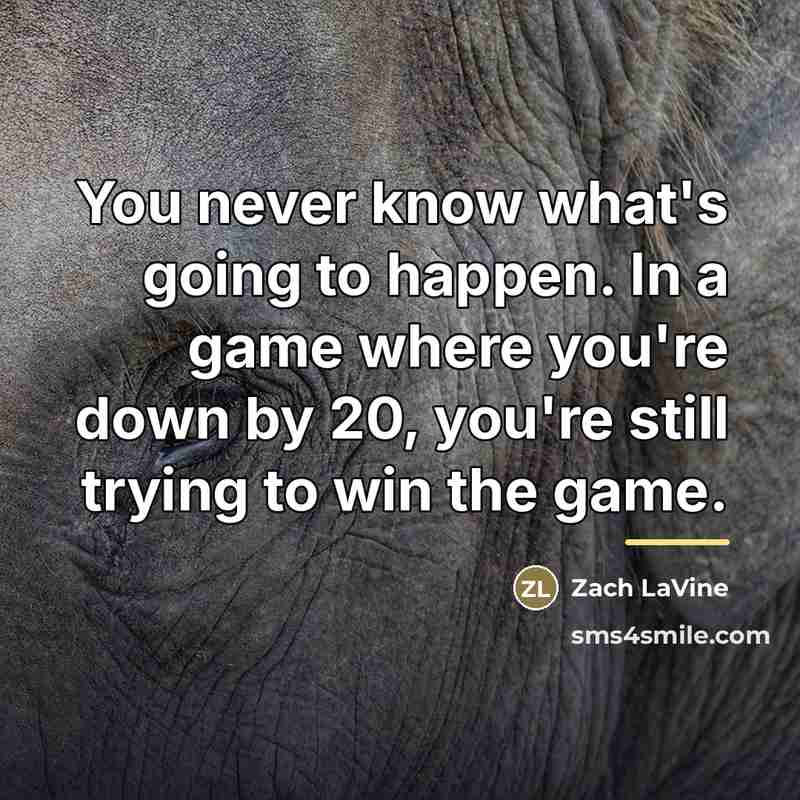 “You never know what's going to happen. In a game…” quote by Zach LaVine