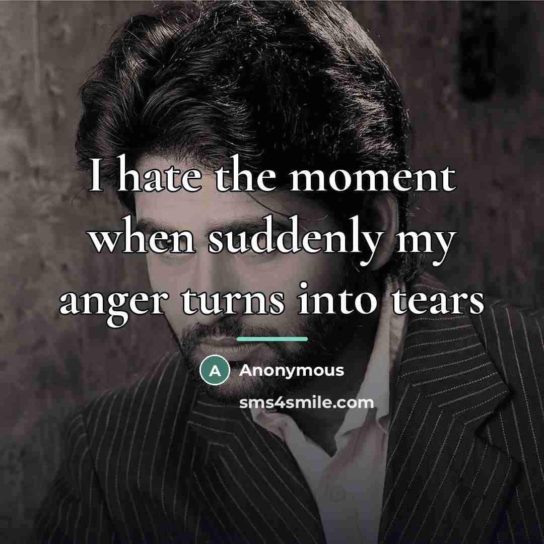 “I hate the moment when suddenly my anger turns into…” quote by Anonymous