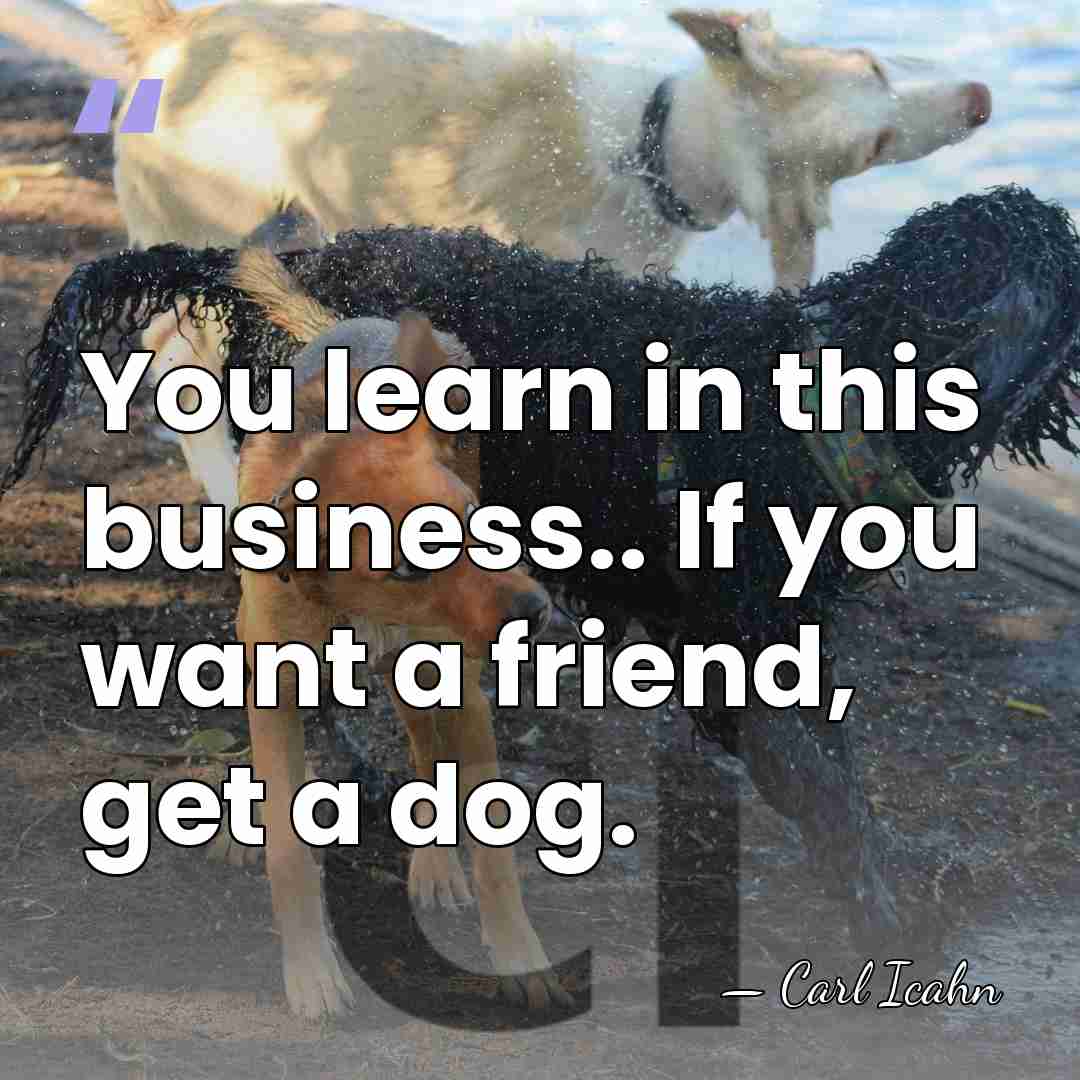 You learn in this business.. If you want a friend, get a&hellip; - Carl Icahn