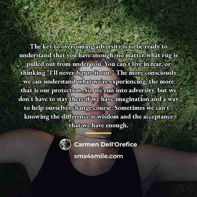 “The key to overcoming adversity is to be ready to…” quote by Carmen Dell'Orefice