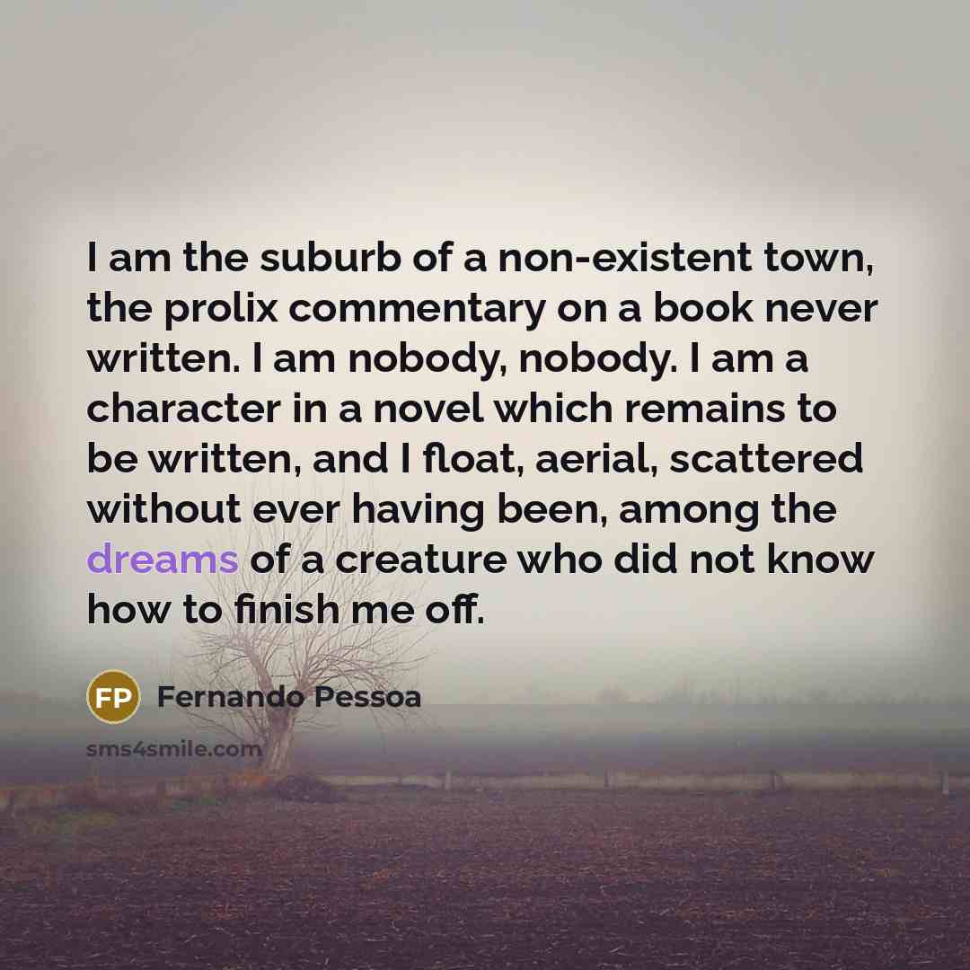 “I am the suburb of a non-existent town, the prolix…” quote by Fernando Pessoa
