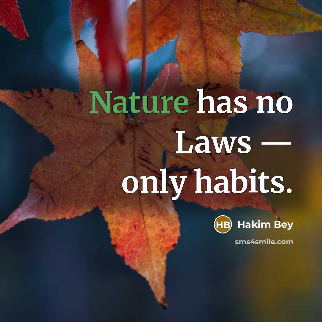 “Nature has no Laws — only habits.…” quote by Hakim Bey