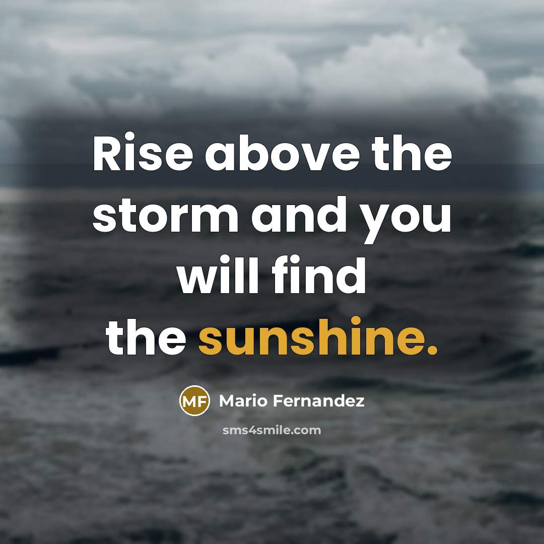 “Rise above the storm and you will find the sunshine.…” quote by Mario Fernandez