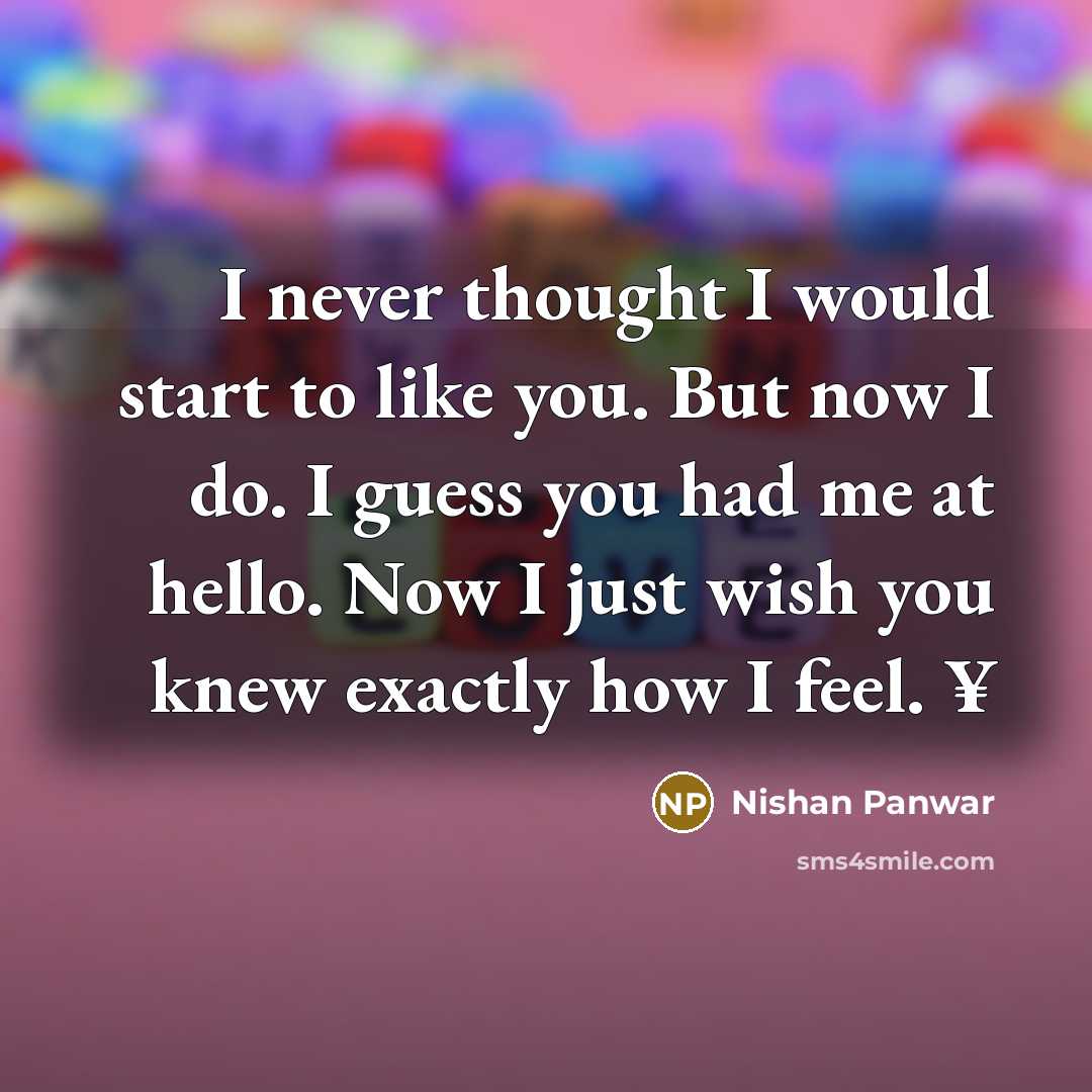 “I never thought I would start to like you. But…” quote by Nishan Panwar