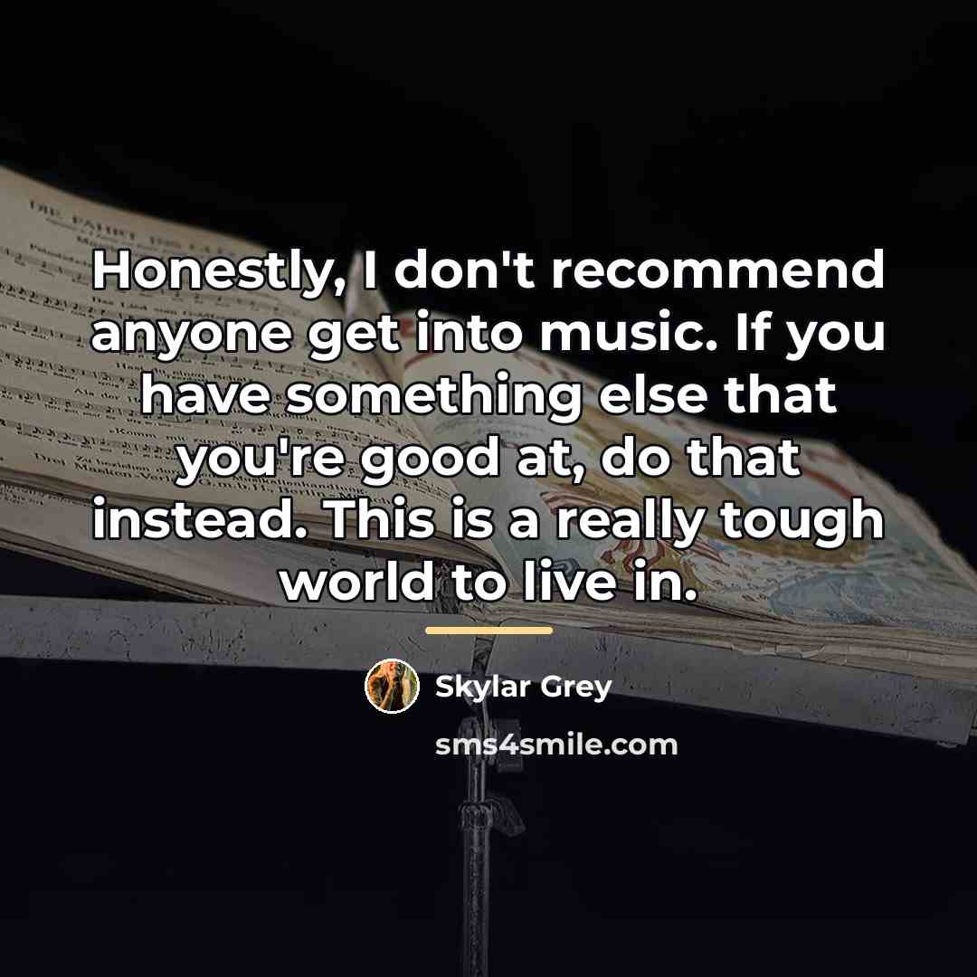 “Honestly, I don't recommend anyone get into music. If you…” quote by Skylar Grey