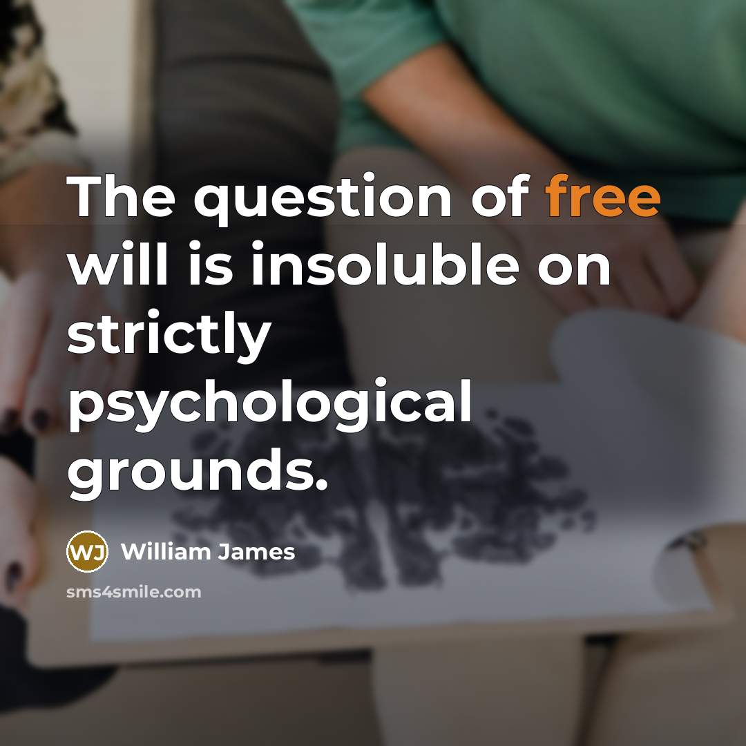 “The question of free will is insoluble on strictly psychological…” quote by William James