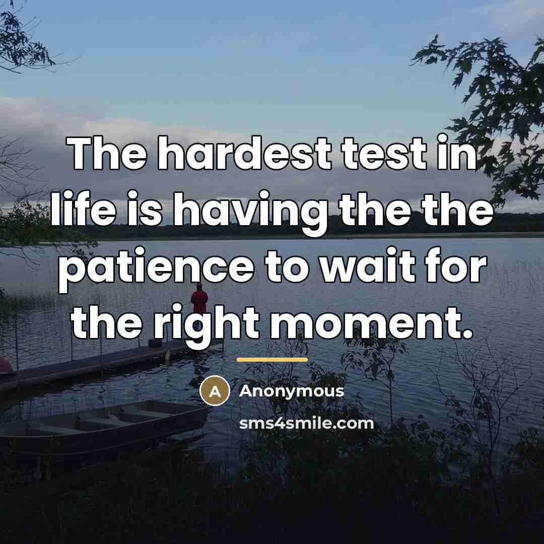 “The hardest test in life is having the the patience…” quote by Anonymous