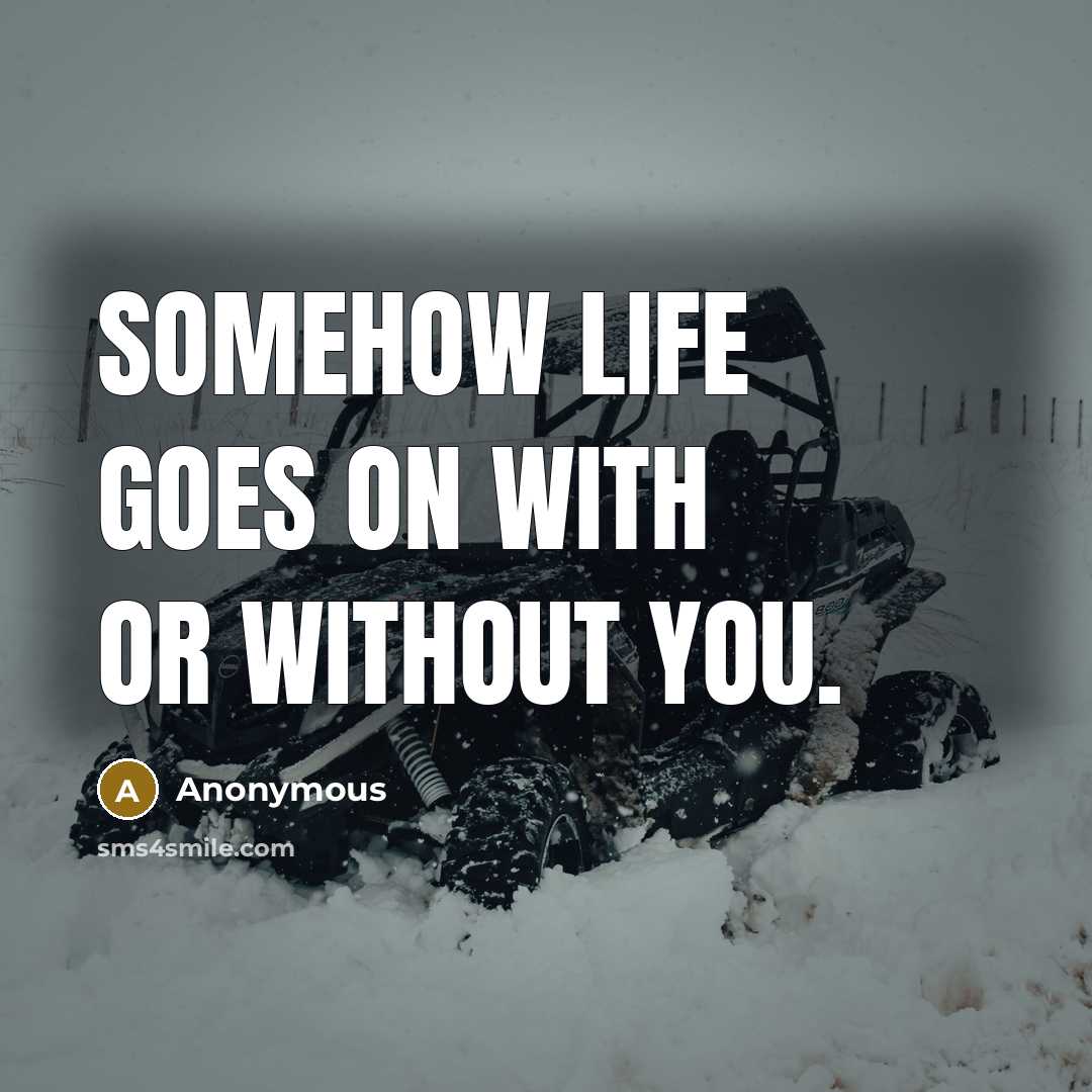 “Somehow life goes on with or without you.…” quote by Anonymous