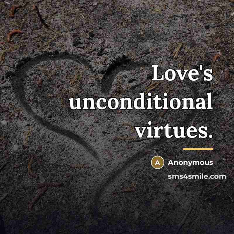 “Love's unconditional virtues.…” quote by Anonymous