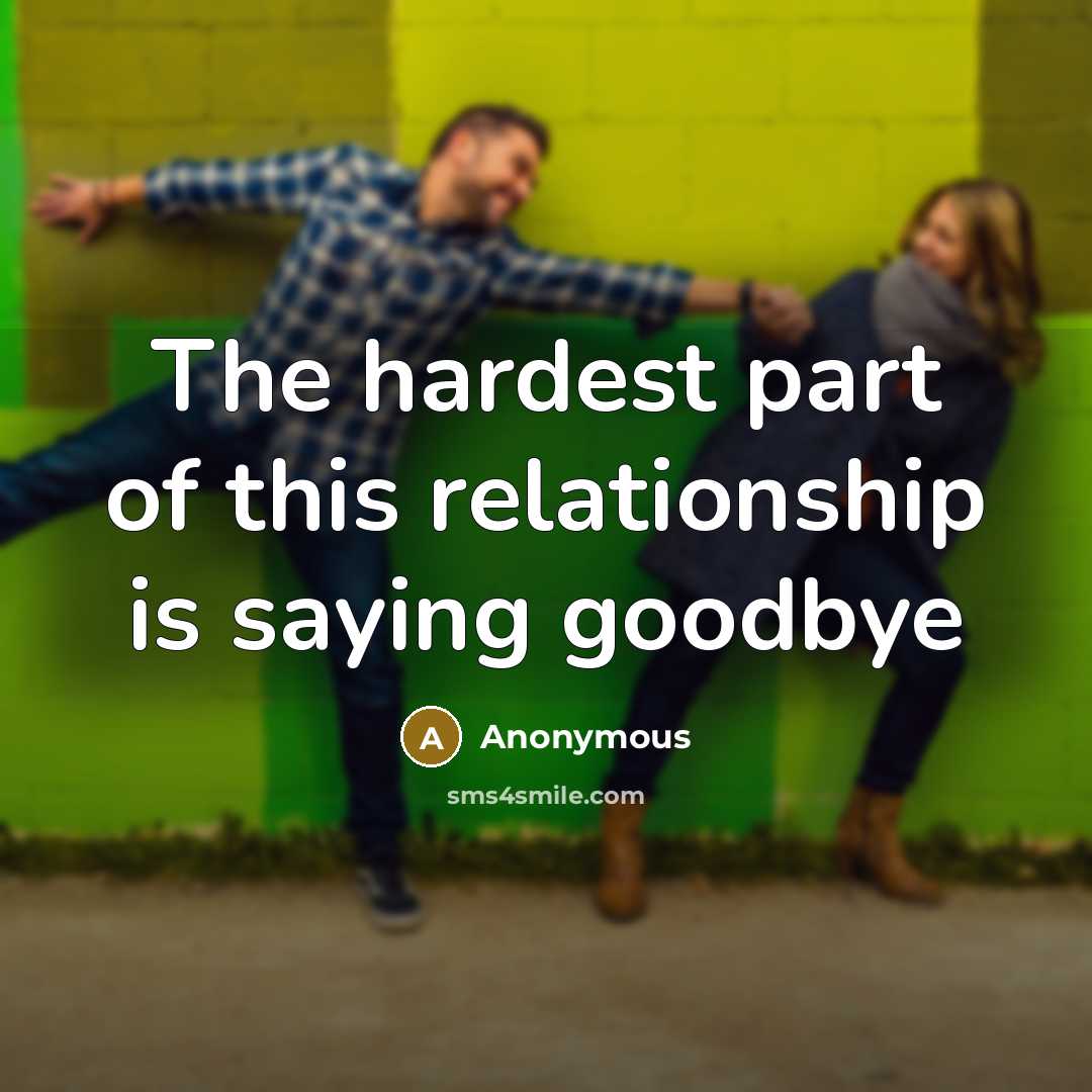 “The hardest part of this relationship is saying goodbye…” quote by Anonymous