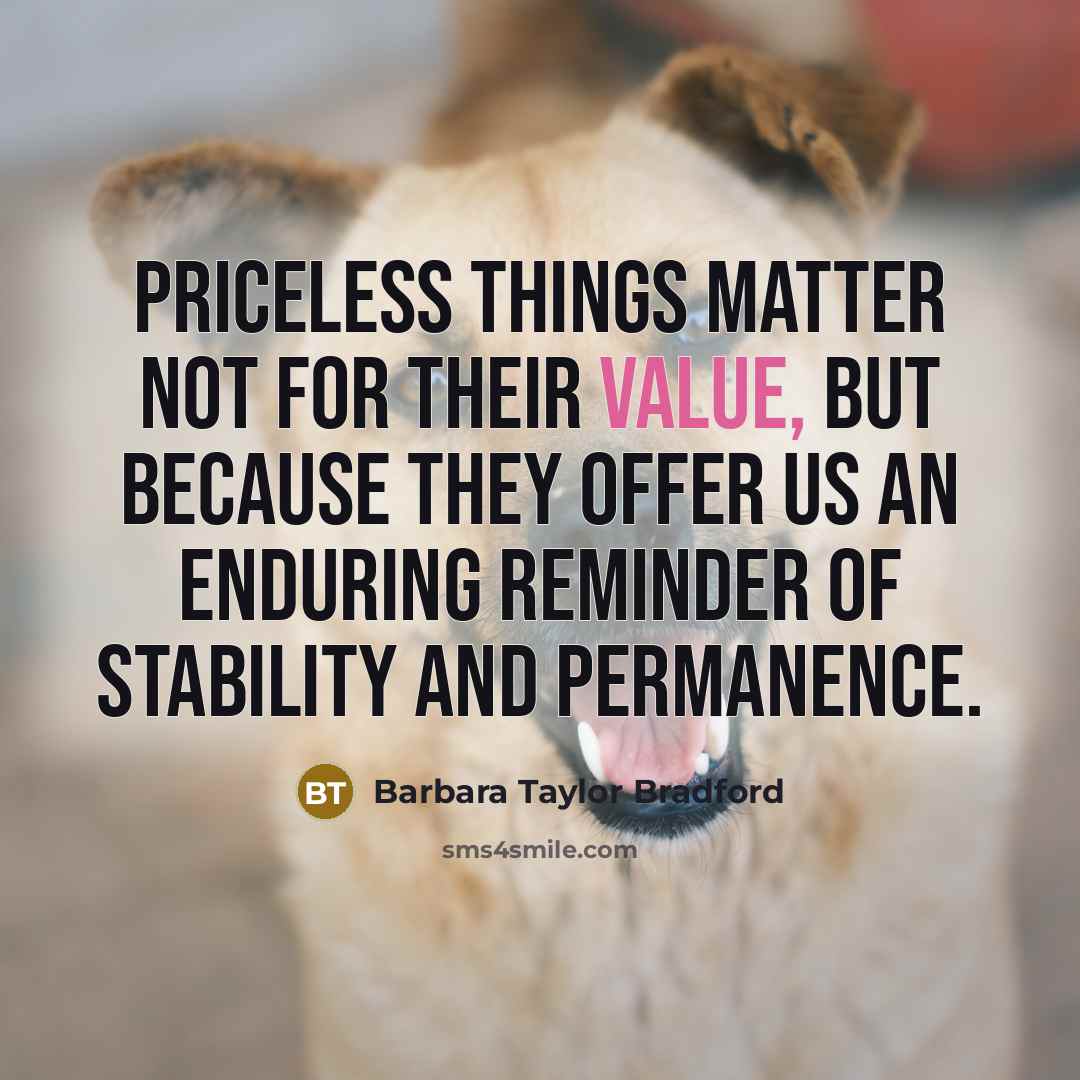“Priceless things matter not for their value, but because they…” quote by Barbara Taylor Bradford