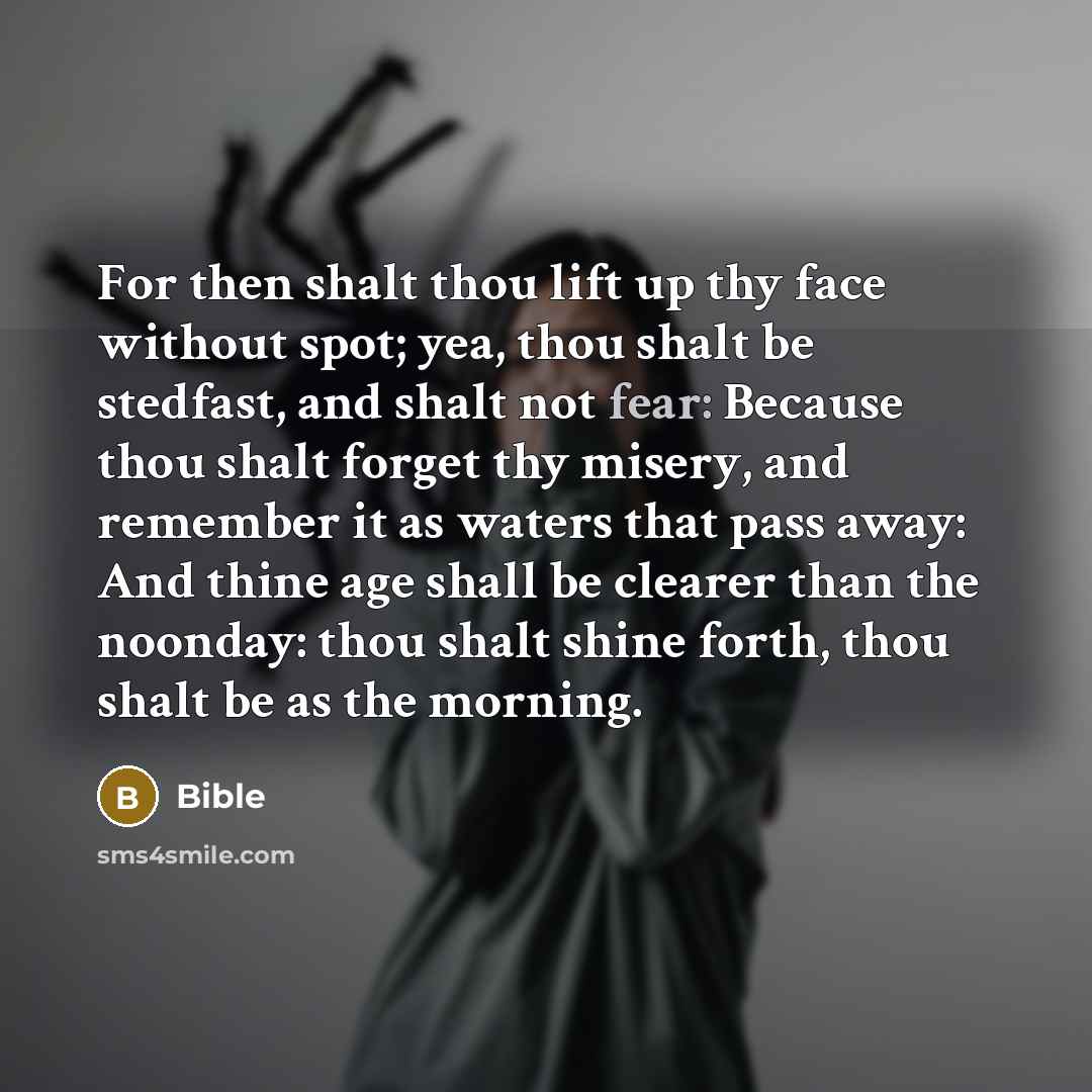 “For then shalt thou lift up thy face without spot;…” quote by Bible