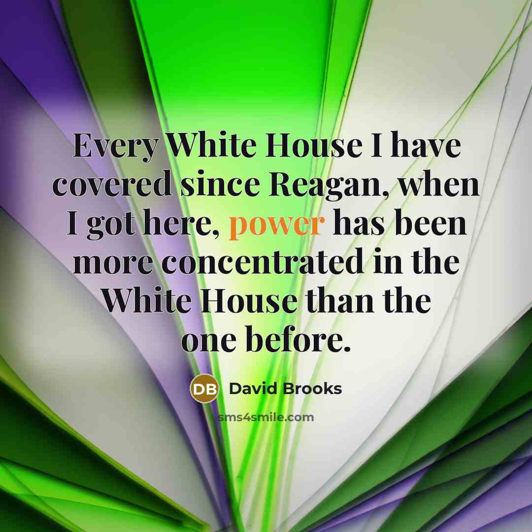 “Every White House I have covered since Reagan, when I…” quote by David Brooks