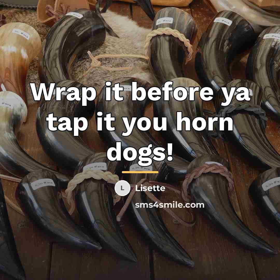 “Wrap it before ya tap it you horn dogs!…” quote by Lisette