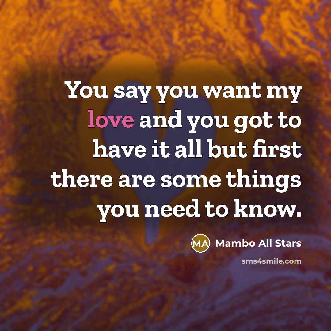 “You say you want my love and you got to…” quote by Mambo All Stars