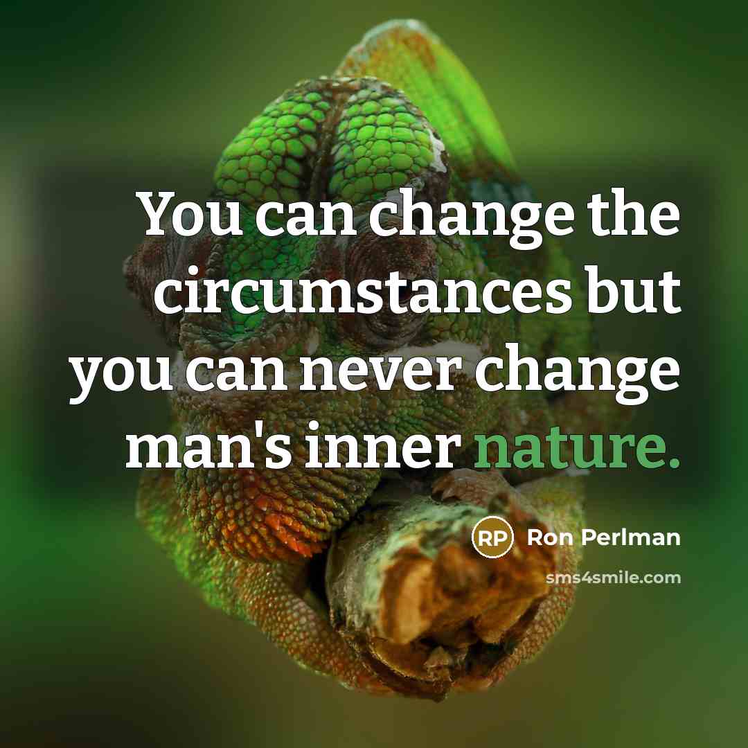 “You can change the circumstances but you can never change…” quote by Ron Perlman