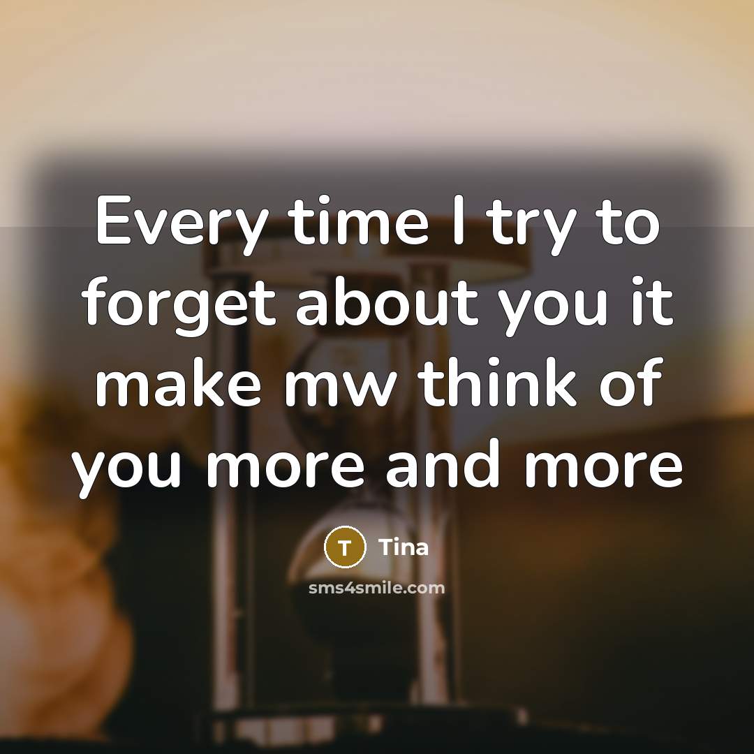 “Every time I try to forget about you it make mw think of you more and more” quote by Tina