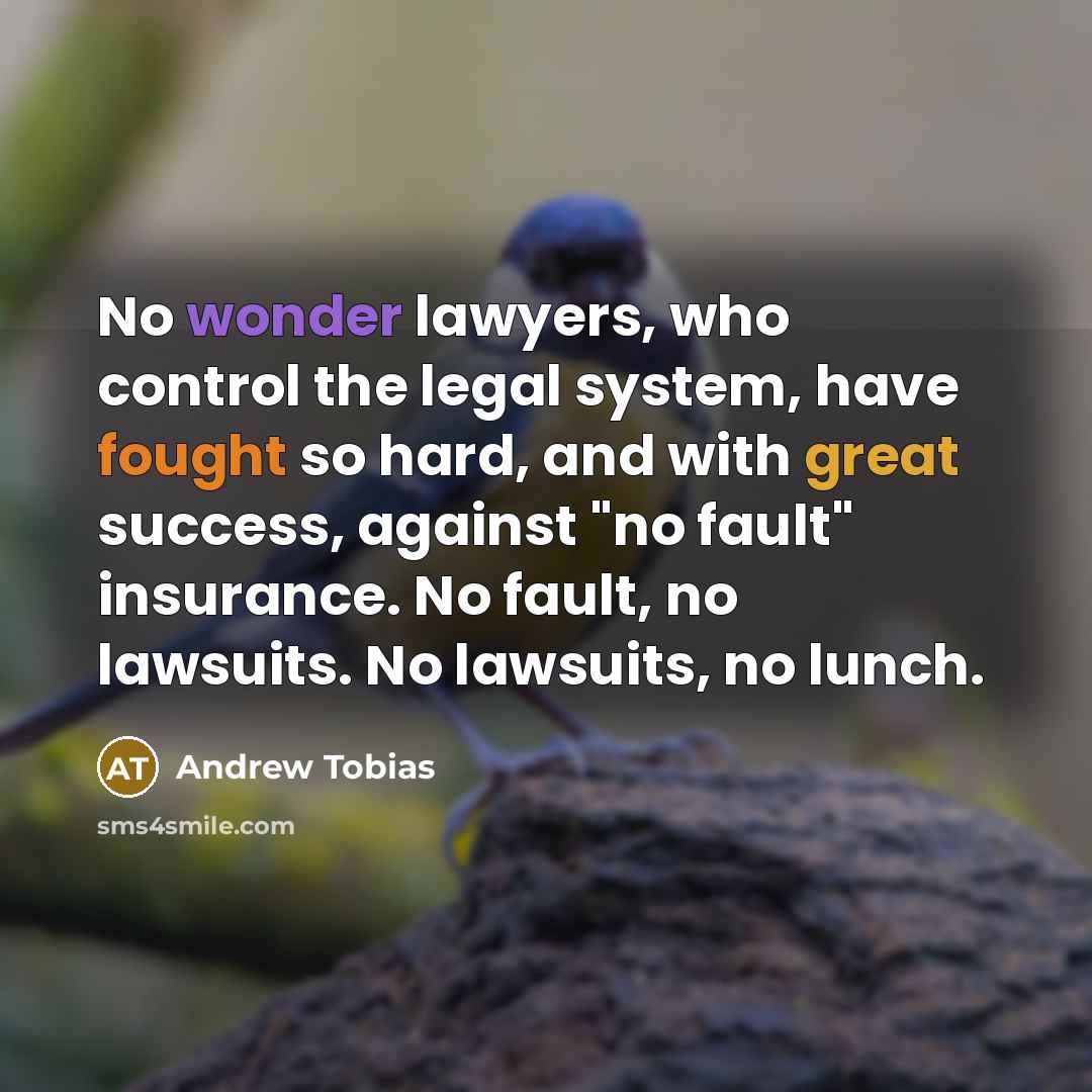 “No wonder lawyers, who control the legal system, have fought…” quote by Andrew Tobias