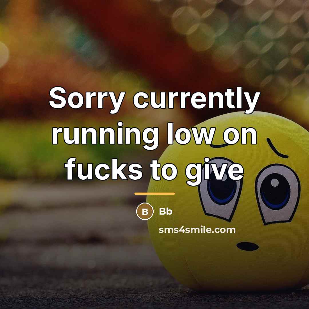 “Sorry currently running low on fucks to give…” quote by Bb
