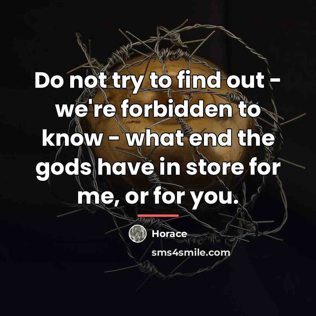 “Do not try to find out - we're forbidden to…” quote by Horace